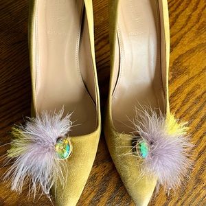 J. Crew Collection Elsie Suede Feather and Jewel Heels